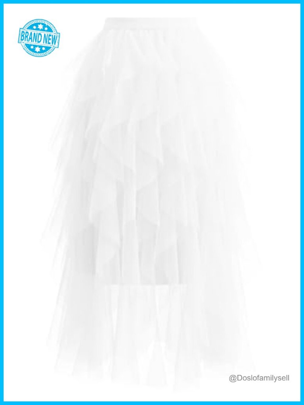 Tulle Midi Skirt A-Line Tiered Ruffle Elastic Waist Flowy Fairy